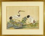 5. 19th Century Chinese rice paper painting of Two Cranes